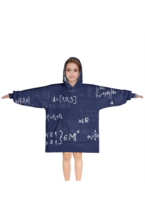 Math Equations Graphs Black Pattern Blanket Hoodies for Kids 6-13YR Oversize Wearable Blanket Hoodies for Boys Girls Teens