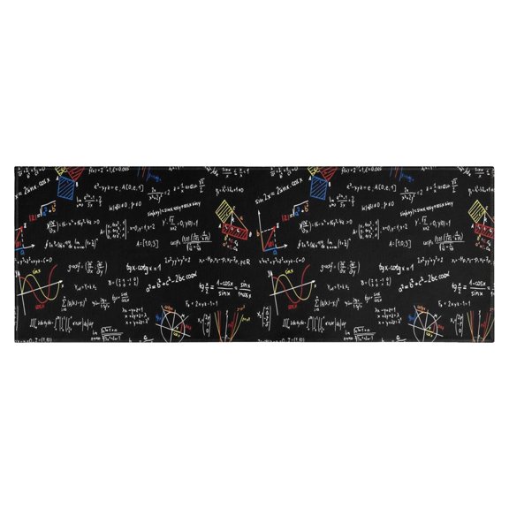 Math Equations Graphs Black Pattern Kitchen Rug Mat,Kitchen Runner Rugs Non Skid Washable,Decorative Kitchen Floor Mats for Kitchen,Sink,Laundry,17"X47"