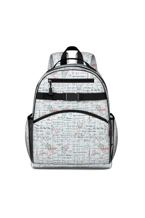Math Equations Grid Formulas Pattern Backpack for School,Cute School Bag,Schoolbag with Adjustable Shoulder Straps & Padded Back,15.25"x11.5"x5.25"