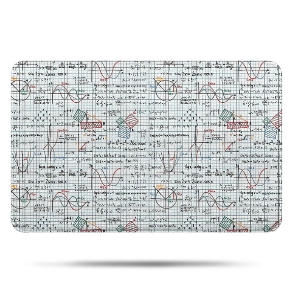Math Equations Grid Formulas Pattern Bathroom Rugs Mat,Non Slip Microfiber Bathroom Rug,Rubber Backing,Soft Bathroom Mats for Bathroom Floor,Tub and Shower,17x27in(43x68cm)
