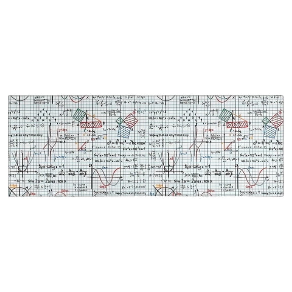 Math Equations Grid Formulas Pattern Kitchen Rug Mat,Kitchen Runner Rugs Non Skid Washable,Decorative Kitchen Floor Mats for Kitchen,Sink,Laundry,17"X47"