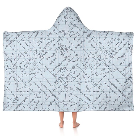 Math Equations Grid Notes Pattern Hooded Bath Towel,50"x30" for Ages 3 To 12 Kids, Quick Dry Lightweight Soft Microfiber Hood Beach Towel Cover Up for Kids