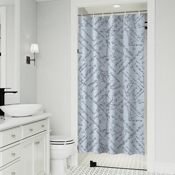 Math Equations Grid Notes Pattern Shower Curtain 36"x72" ,Bathroom Decorative Shower Curtains Set with 12 Hooks,Modern Waterproof Washable Shower Curtain