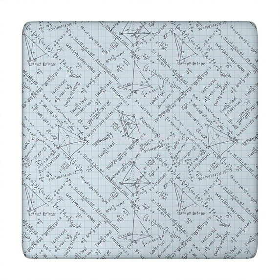 Math Equations Grid Notes Pattern Square Fitted Tablecloth with Elastic Edge,Square Table Cover,Washable Elastic Table Cover for Home Kitchen Party Decor 34"x34"
