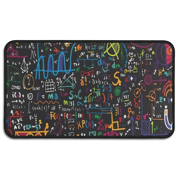 Math Equations Handwritten Notes Black Pattern Door Rugs,Washable Non Slip Door Mats Indoor,Decorative Door Mats,Entry Mat Indoor for Entrance,Bedroom,Kitchen,Bathroom,30"x17"