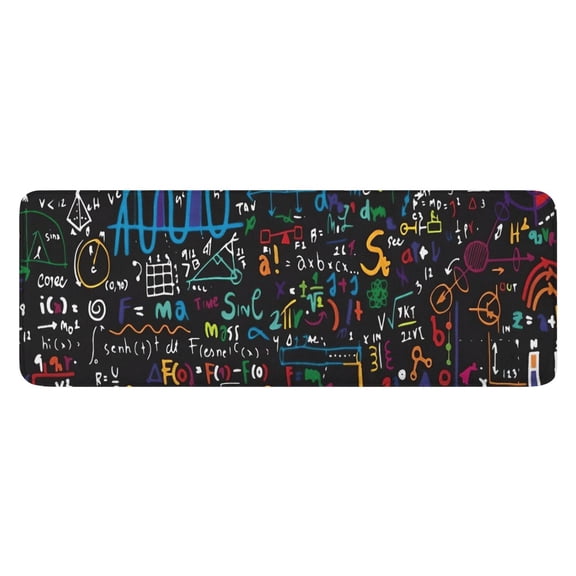 Math Equations Handwritten Notes Black Pattern Kitchen Rug Mat,Kitchen Runner Rugs Non Skid Washable,Decorative Kitchen Floor Mats for Kitchen,Sink,Laundry,17"x47.2"