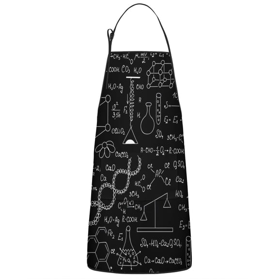 Math Equations Lab Tools Black Pattern Apron-Garden Aprons for Women with Pockets-Cotton Linen Waterproof Kitchen Cooking Gardening Aprons Adjustable for Kitchen,Cooking,BBQ and Salon 33x27 Inch