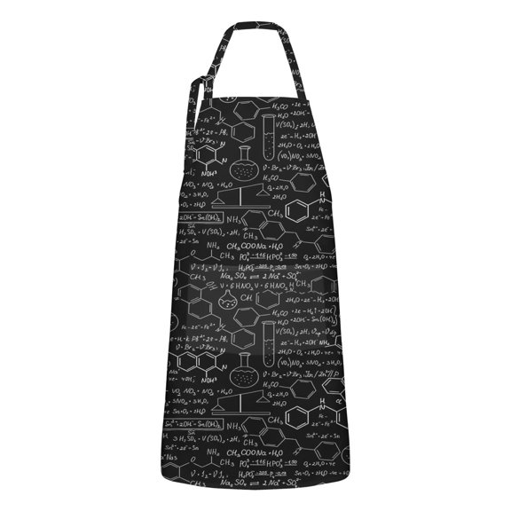Math Equations Lab Tools Black Pattern Apron-Garden Aprons for Women with Pockets-Cotton Linen Waterproof Kitchen Cooking Gardening Aprons Adjustable for Kitchen,Cooking,BBQ and Salon 33x27 Inch
