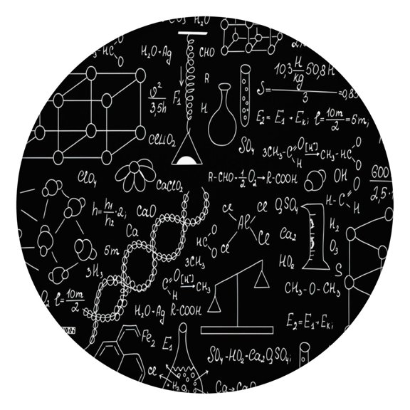 Math Equations Lab Tools Black Pattern Round Fitted Tablecloth with Elastic Edge,Dining Table Cover Waterproof,Outdoor Round Tablecloth for Camping,Dining,Indoor and Outdoor