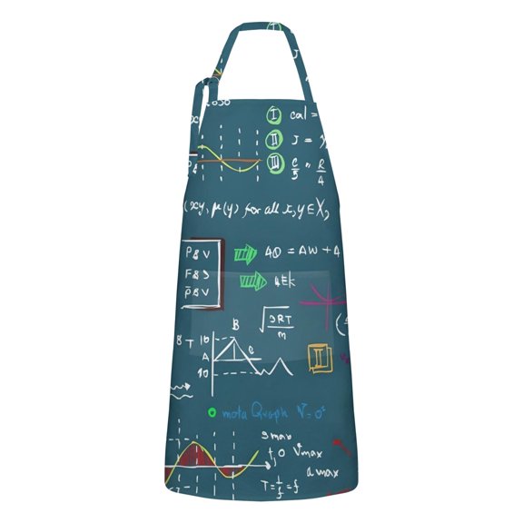 Math Equations Lab Tools Blue Pattern Apron-Garden Aprons for Women with Pockets-Cotton Linen Waterproof Kitchen Cooking Gardening Aprons Adjustable for Kitchen,Cooking,BBQ and Salon 33x27 Inch