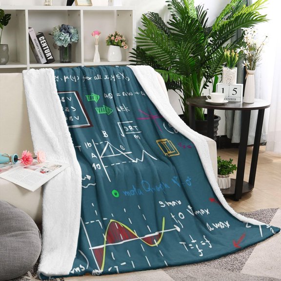 Math Equations Lab Tools Blue Pattern Blanket,Comfortable Soft Flannel Throw Blanket,All Season,Warm Lightweight Blankets for Sofa Bed Couch Living Room Chair,60"x80"