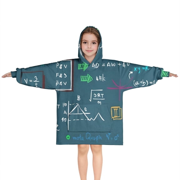 Math Equations Lab Tools Blue Pattern Blanket Hoodies for Kids 6-13YR Oversize Wearable Blanket Hoodies for Boys Girls Teens