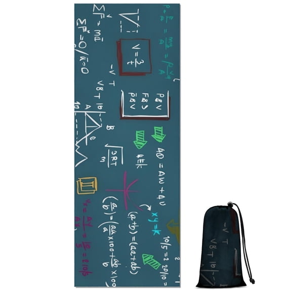 Math Equations Lab Tools Blue Pattern Hot Yoga Mat Towel Non Slip for Hot Yoga - Quick-Drying Yoga Mat Cover with 4 Corner Pockets with Travel Bag - Hot Yoga Towel Non Slip 70"x26"