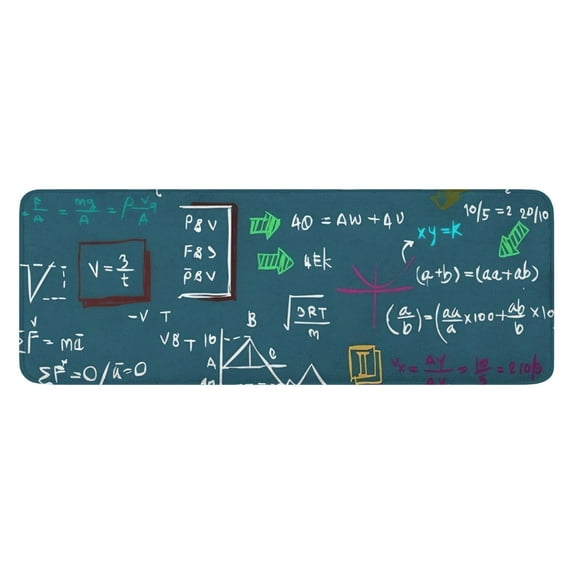 Math Equations Lab Tools Blue Pattern Kitchen Rug Mat,Kitchen Runner Rugs Non Skid Washable,Decorative Kitchen Floor Mats for Kitchen,Sink,Laundry,17"x47.2"
