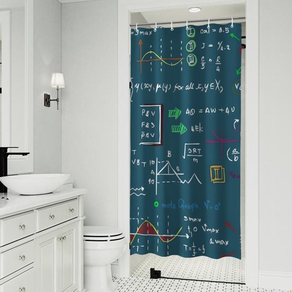 Math Equations Lab Tools Blue Pattern Shower Curtain 36"x72" ,Bathroom Decorative Shower Curtains Set with 12 Hooks,Modern Waterproof Washable Shower Curtain