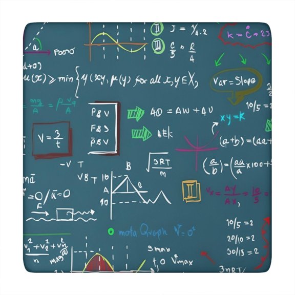 Math Equations Lab Tools Blue Pattern Square Fitted Tablecloth with Elastic Edge,Square Table Cover,Washable Elastic Table Cover for Home Kitchen Party Decor 34"x34"