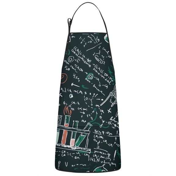Math Equations Lab Tools Dark Pattern Apron-Garden Aprons for Women with Pockets-Cotton Linen Waterproof Kitchen Cooking Gardening Aprons Adjustable for Kitchen,Cooking,BBQ and Salon 33x27 Inch