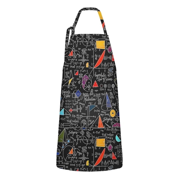 Math Equations Math Icons Colorful Pattern Apron-Garden Aprons for Women with Pockets-Cotton Linen Waterproof Kitchen Cooking Gardening Aprons Adjustable for Kitchen,Cooking,BBQ and Salon 33x27 Inch