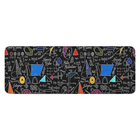 Math Equations Math Icons Colorful Pattern Kitchen Rug Mat,Kitchen Runner Rugs Non Skid Washable,Decorative Kitchen Floor Mats for Kitchen,Sink,Laundry,17"x47.2"