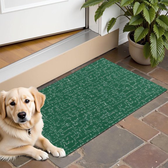 Math Equations Math Notes Green Pattern Door Rugs,Washable Non Slip Door Mats Indoor,Decorative Door Mats,Entry Mat Indoor for Entrance,Bedroom,Kitchen,Bathroom,16"x24"