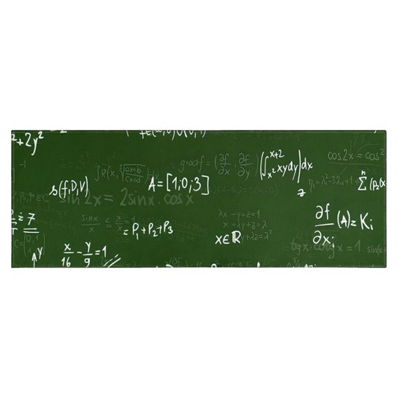 Math Equations Math Symbols Green Pattern Kitchen Rug Mat,Kitchen Runner Rugs Non Skid Washable,Decorative Kitchen Floor Mats for Kitchen,Sink,Laundry,17"X47"