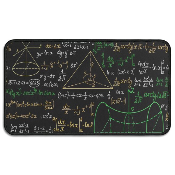 Math Equations Mathematical Shapes Black Pattern Door Rugs,Washable Non Slip Door Mats Indoor,Decorative Door Mats,Entry Mat Indoor for Entrance,Bedroom,Kitchen,Bathroom,30"x17"