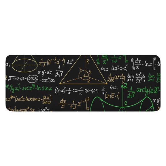 Math Equations Mathematical Shapes Black Pattern Kitchen Rug Mat,Kitchen Runner Rugs Non Skid Washable,Decorative Kitchen Floor Mats for Kitchen,Sink,Laundry,17"x47.2"
