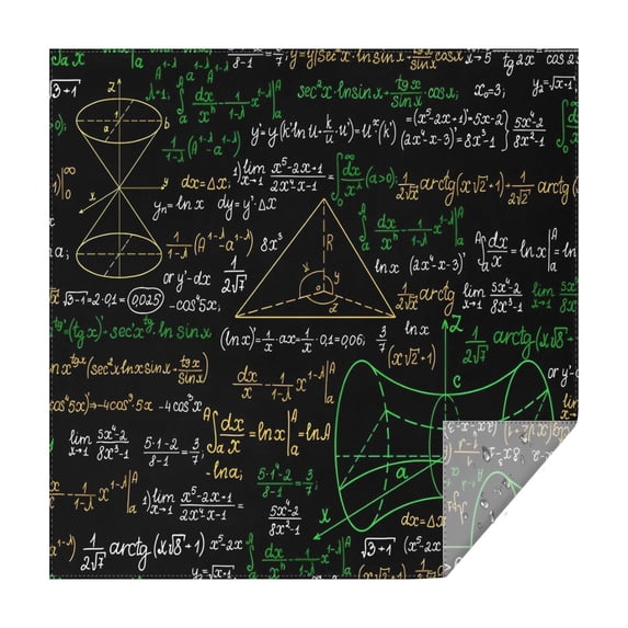 Math Equations Mathematical Shapes Black Pattern Square Tablecloth,Waterproof Square Table Cover,Wipeable Spillproof Washable Table Cover for Home Kitchen Party Decor 42"X42"(107x107cm)