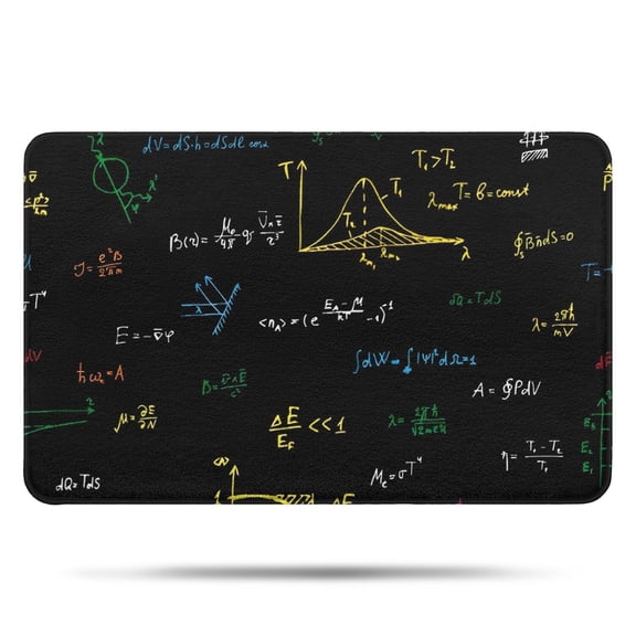 Math Equations Multicolor Formulas Black Pattern Bathroom Rugs Mat,Non Slip Microfiber Bathroom Rug,Rubber Backing,Soft Bathroom Mats for Bathroom Floor,Tub and Shower,17x27in(43x68cm)