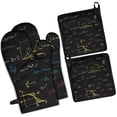 thumbnail image 1 of Math Equations Multicolor Formulas Black Pattern Kitchen Oven Mitt and Pot Holder Sets 4 Pcs for Baking, Cooking and Grilling, Heat Resistant Up To 392 °F, 1 of 7
