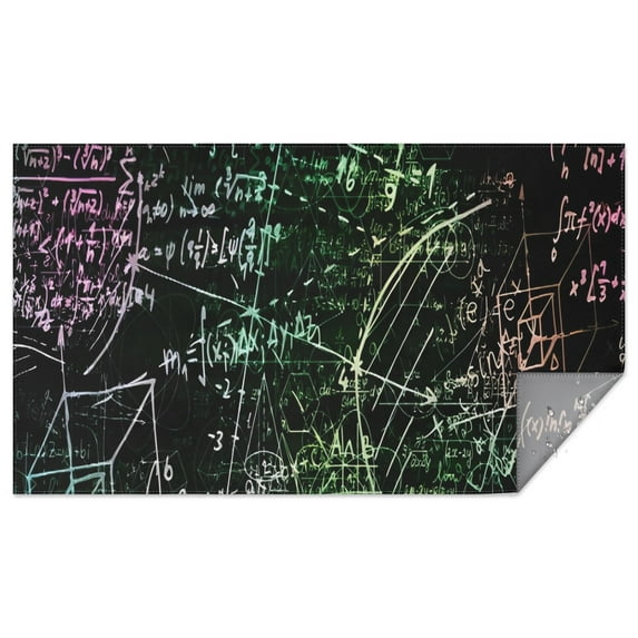 Math Equations Multicolor Formulas Black Rectangle Tablecloth 60"x102",Waterproof Polyester Rectangle Table Cloth, Wipeable Spillproof Polyester Tablecloth for Dining, Camping, Indoor and Outdoor