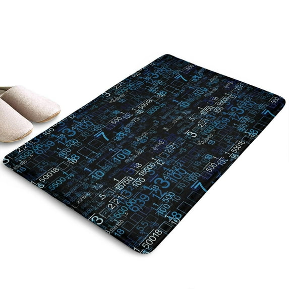 Math Equations Number Patterns Blue Flannel Non Slip Door Rugs,Washable Door Mats Indoor,Decorative Door Mats,Dirt-Resistant and Absorbent Doormat for Entrance,Bedroom,Kitchen,Bathroom,23.5"x16"