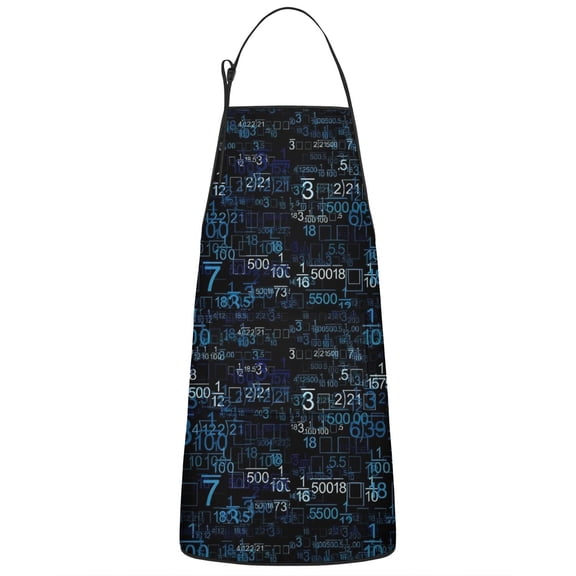 Math Equations Number Patterns Blue Pattern Apron-Garden Aprons for Women with Pockets-Cotton Linen Waterproof Kitchen Cooking Gardening Aprons Adjustable for Kitchen,Cooking,BBQ and Salon 33x27 Inch