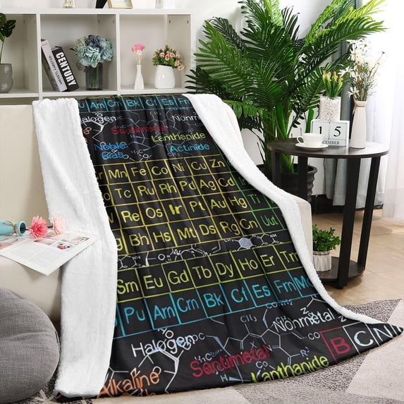 Math Equations Periodic Table Black Pattern Blanket,Comfortable Soft Flannel Throw Blanket,All Season,Warm Lightweight Blankets for Sofa Bed Couch Living Room Chair,40"x50"
