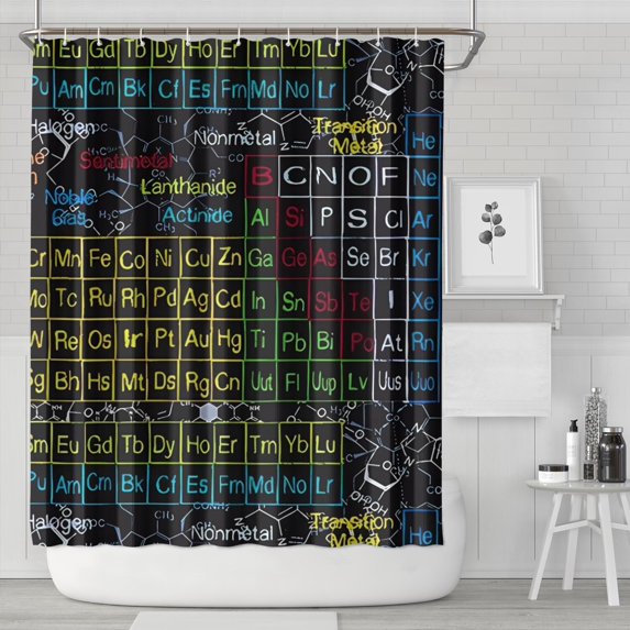 Math Equations Periodic Table Black Pattern Shower Curtain 84"x72" ,Bathroom Decorative Shower Curtains Set with 12 Hooks,Modern Waterproof Washable Shower Curtain