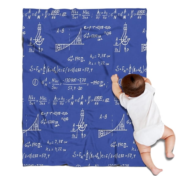 Math Equations Physics Diagrams Blue Pattern Blanket,Comfortable Soft Flannel Throw Blanket,All Season,Warm Lightweight Blankets for Sofa Bed Couch Living Room Chair,30"x40"