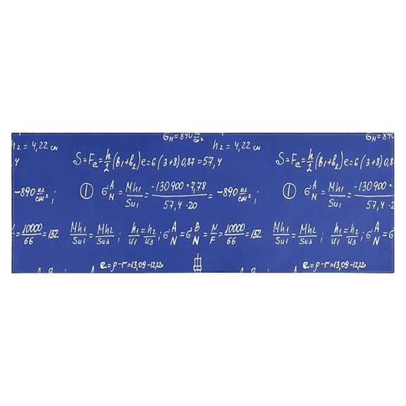 Math Equations Physics Diagrams Blue Pattern Kitchen Rug Mat,Kitchen Runner Rugs Non Skid Washable,Decorative Kitchen Floor Mats for Kitchen,Sink,Laundry,17"X47"