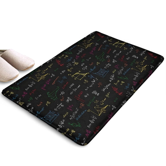 Math Equations Physics Formulas Black Flannel Non Slip Door Rugs,Washable Door Mats Indoor,Decorative Door Mats,Dirt-Resistant and Absorbent Doormat for Entrance,Bedroom,Kitchen,Bathroom,23.5"x16"