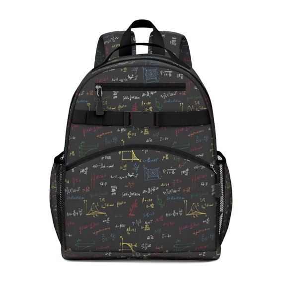 Math Equations Physics Formulas Black Pattern Backpack for School,Cute School Bag,Schoolbag with Adjustable Shoulder Straps & Padded Back,15.25"x11.5"x5.25"