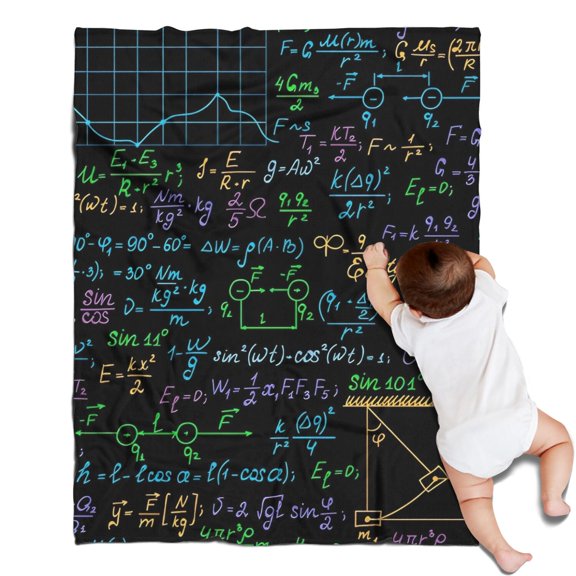 Math Equations Physics Formulas Black Pattern Blanket,Comfortable Soft Flannel Throw Blanket,All Season,Warm Lightweight Blankets for Sofa Bed Couch Living Room Chair,30"x40"