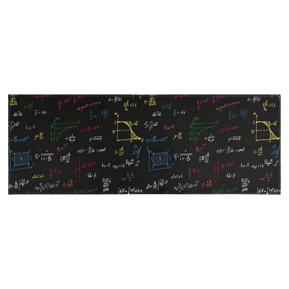 Math Equations Physics Formulas Black Pattern Kitchen Rug Mat,Kitchen Runner Rugs Non Skid Washable,Decorative Kitchen Floor Mats for Kitchen,Sink,Laundry,17"X47"
