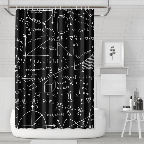 Math Equations Physics Formulas Black Pattern Shower Curtain 72"x72" ,Bathroom Decorative Shower Curtains Set with 12 Hooks,Modern Waterproof Washable Shower Curtain
