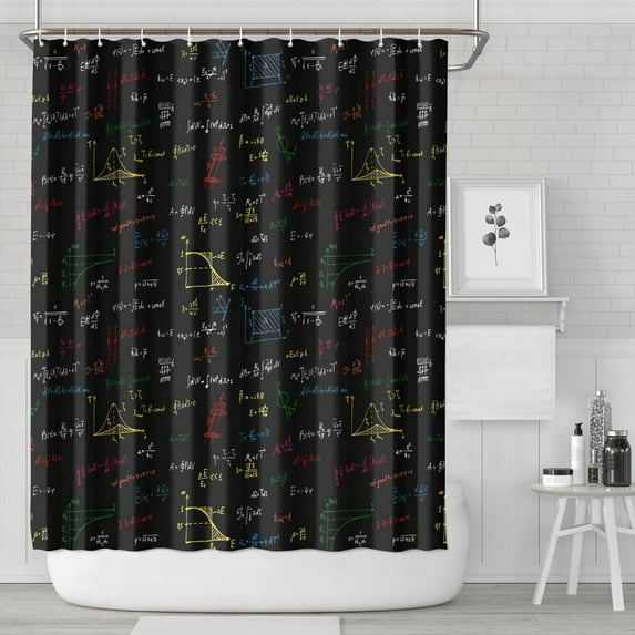 Math Equations Physics Formulas Black Pattern Shower Curtain 72"x84" ,Bathroom Decorative Shower Curtains Set with 12 Hooks,Modern Waterproof Washable Shower Curtain