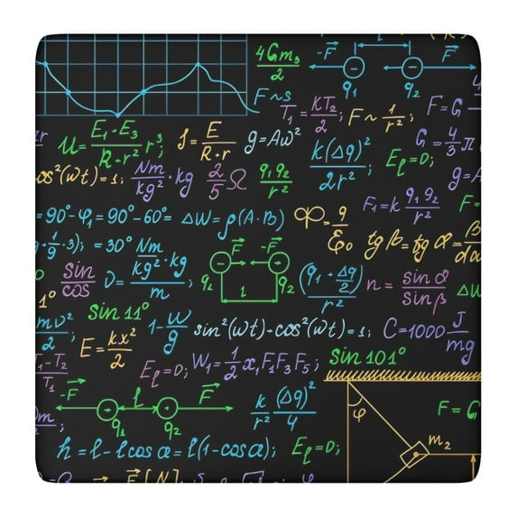 Math Equations Physics Formulas Black Pattern Square Fitted Tablecloth with Elastic Edge,Square Table Cover,Washable Elastic Table Cover for Home Kitchen Party Decor 36"x36"