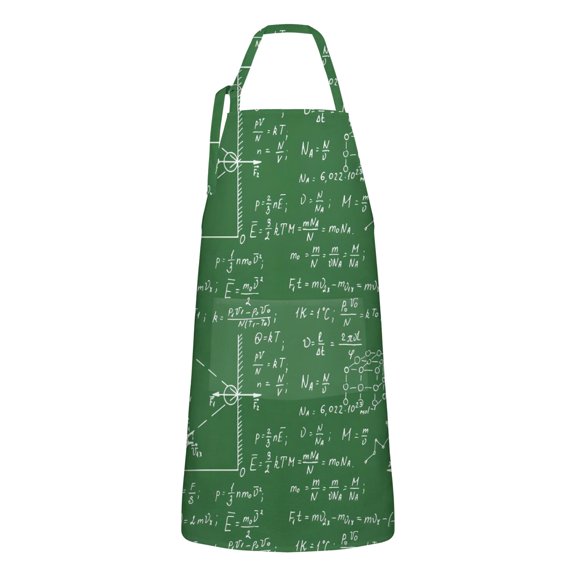 Math Equations Physics Formulas Green Apron-Garden Aprons for Women with Pockets-Cotton Linen Waterproof Kitchen Cooking Gardening Aprons Adjustable for Kitchen,Cooking,BBQ and Salon 33x27 Inch