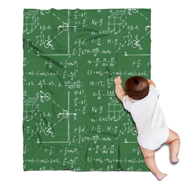 Math Equations Physics Formulas Green Pattern Blanket,Comfortable Soft Flannel Throw Blanket,All Season,Warm Lightweight Blankets for Sofa Bed Couch Living Room Chair,30"x40"