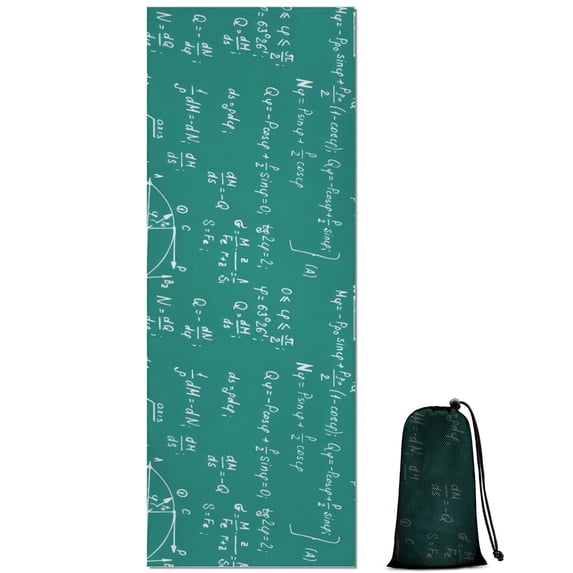 Math Equations Physics Formulas Green Pattern Hot Yoga Mat Towel Non Slip for Hot Yoga - Quick-Drying Yoga Mat Cover with 4 Corner Pockets with Travel Bag - Hot Yoga Towel Non Slip 74"x26"