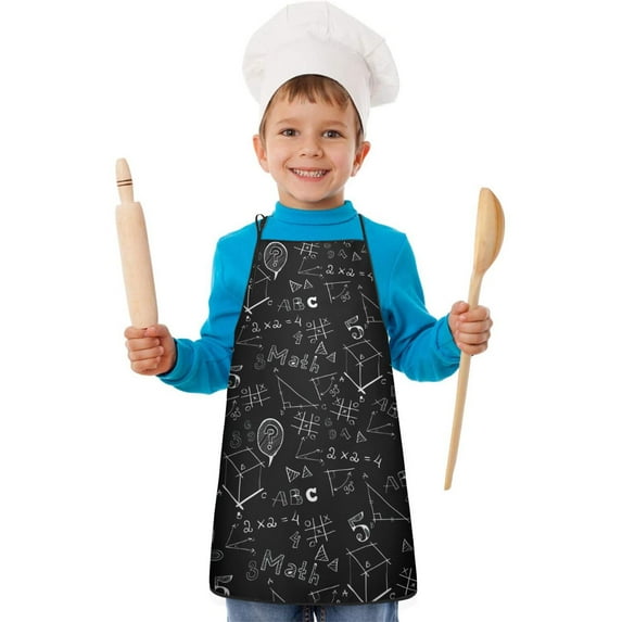 Math Equations Physics Formulas Kids Aprons for Girls and Boys,Adjustable Neck Strap Toddler Aprons for Kids Cooking Baking
