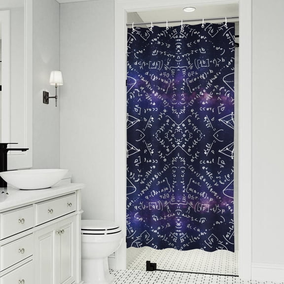 Math Equations Physics Formulas Purple Pattern Shower Curtain 36"x72" ,Bathroom Decorative Shower Curtains Set with 12 Hooks,Modern Waterproof Washable Shower Curtain