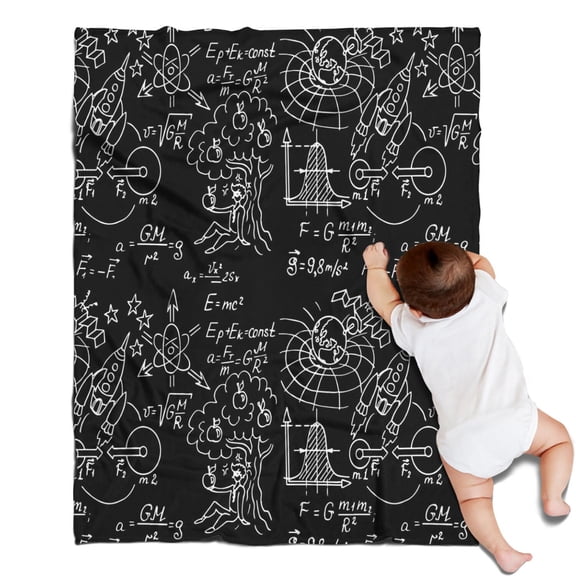 Math Equations Physics Icons Black Pattern Blanket,Comfortable Soft Flannel Throw Blanket,All Season,Warm Lightweight Blankets for Sofa Bed Couch Living Room Chair,30"x40"